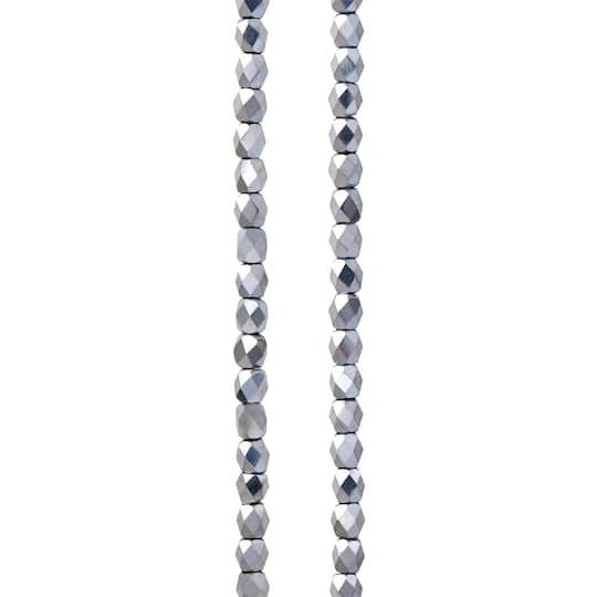 12 Pack: Silver Iridescent Glass Tube Beads, 4mm by Bead Landing&#x2122;
